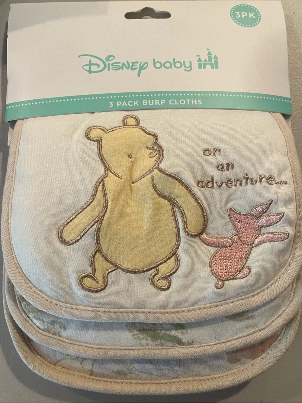 Disney Baby Pooh & Piglet Applique Burp Cloths - Yellow, Pink, Cream
